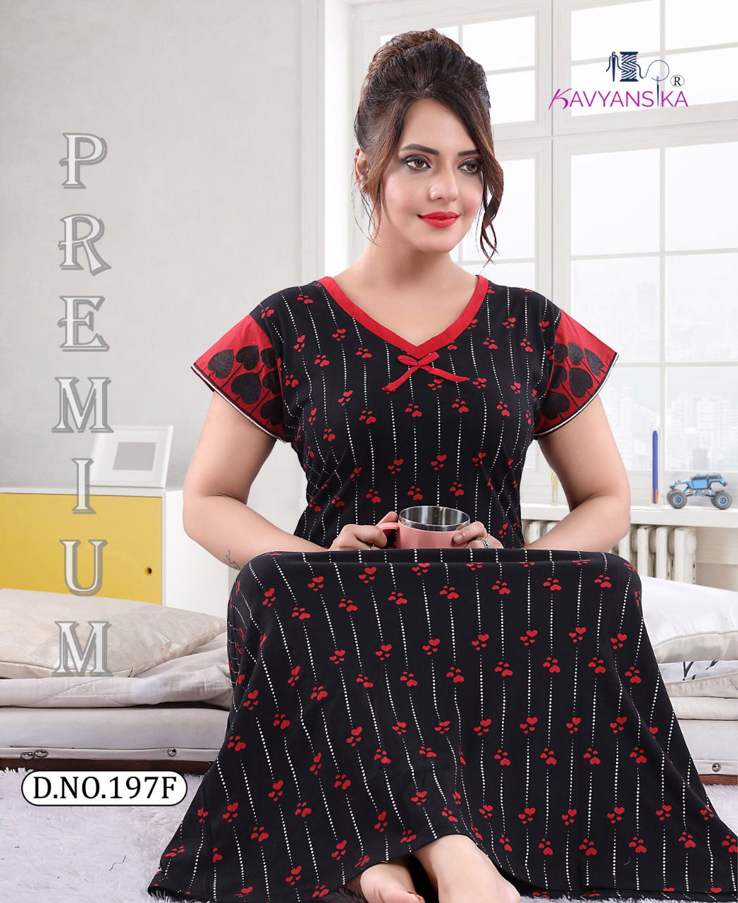 Kavyansika 197 Night Wear Embroidery Printed Nighty Collection